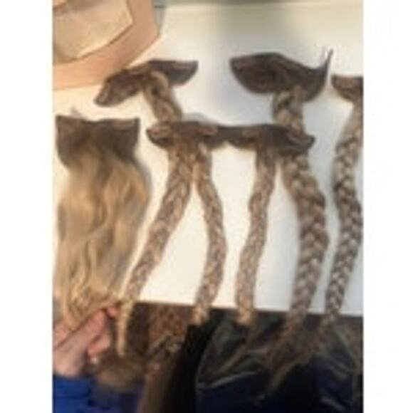 BELLAMI Silk Seam 20” 180g Pearl Blonde Highlight Clip In Hair Extension Beachy - Picture 9 of 14